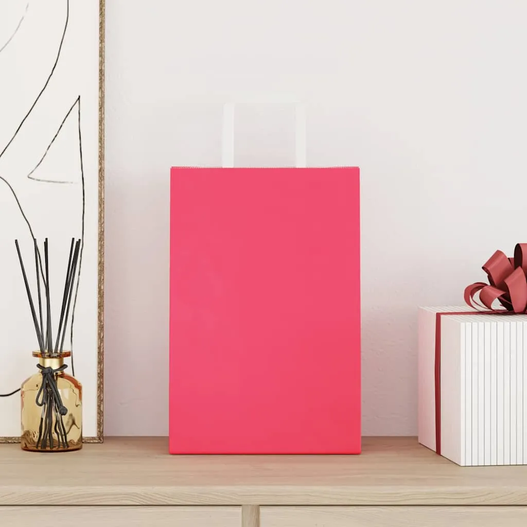 vidaXL Paper Bags 250 pcs with Handles Pink 21x11x31 cm