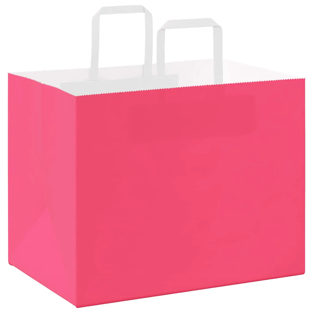 vidaXL Paper Bags 250 pcs with Handles Pink 32x22x24 cm