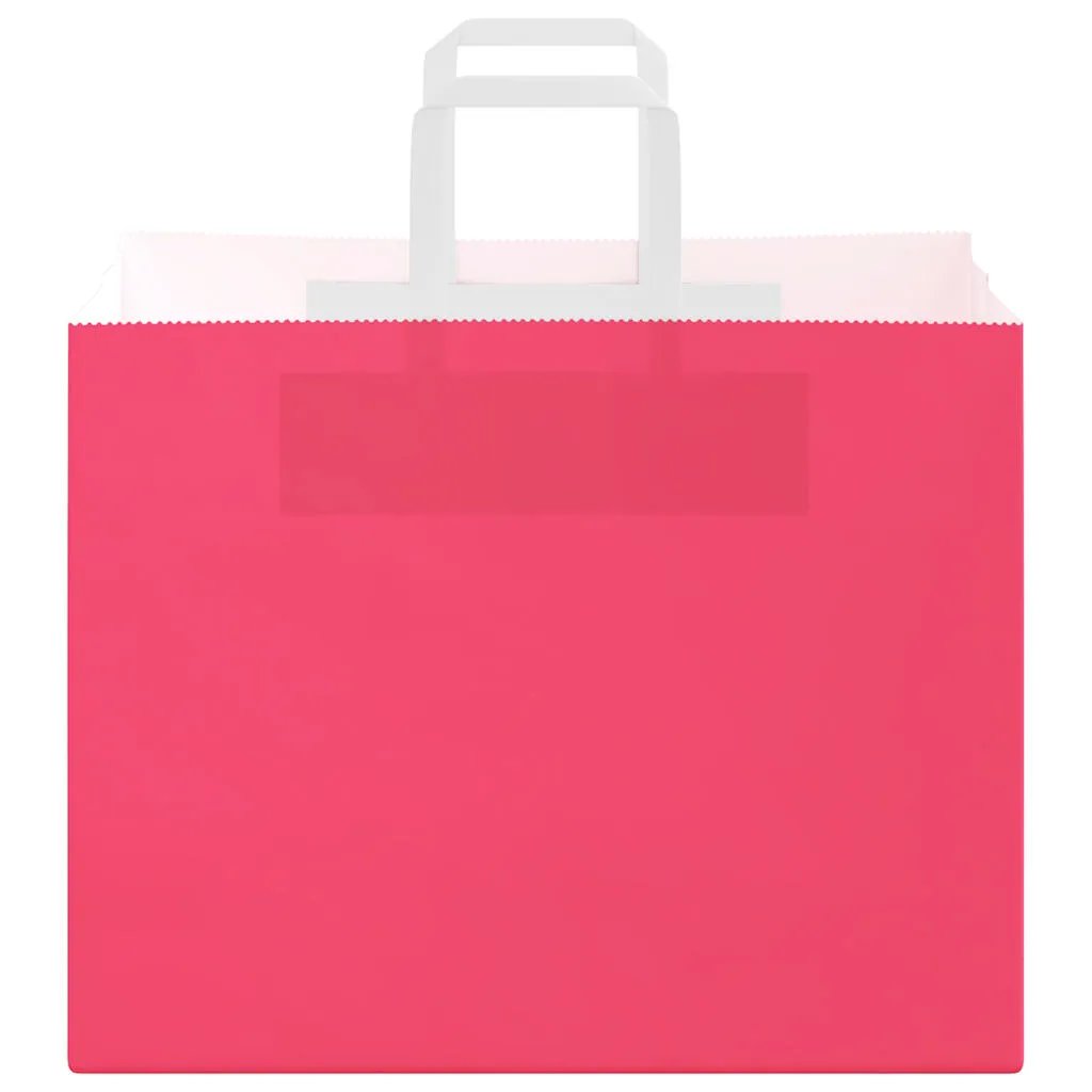 vidaXL Paper Bags 250 pcs with Handles Pink 32x22x24 cm