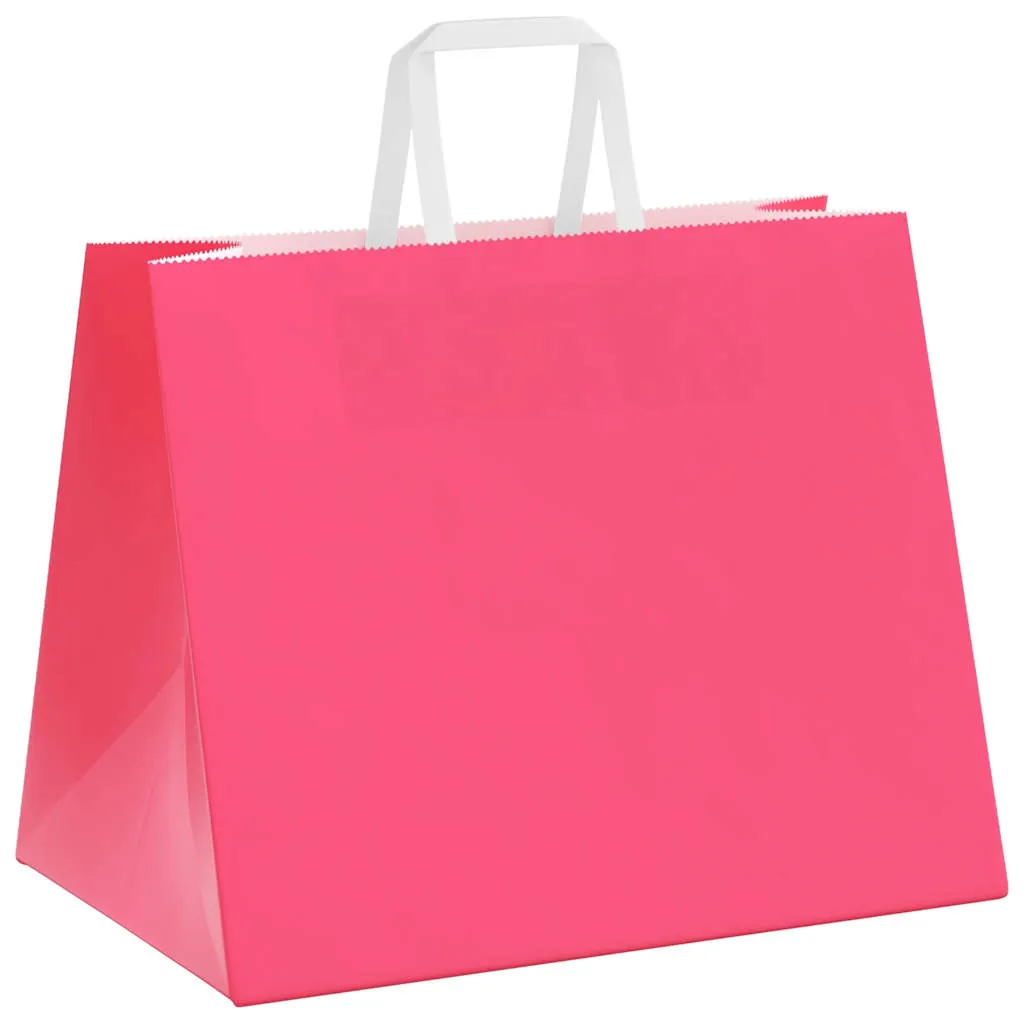 vidaXL Paper Bags 250 pcs with Handles Pink 32x22x24 cm