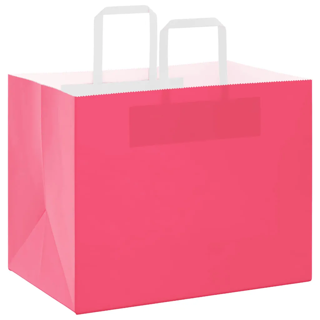 vidaXL Paper Bags 250 pcs with Handles Pink 32x22x24 cm