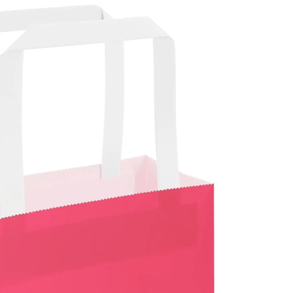 vidaXL Paper Bags 250 pcs with Handles Pink 32x22x24 cm