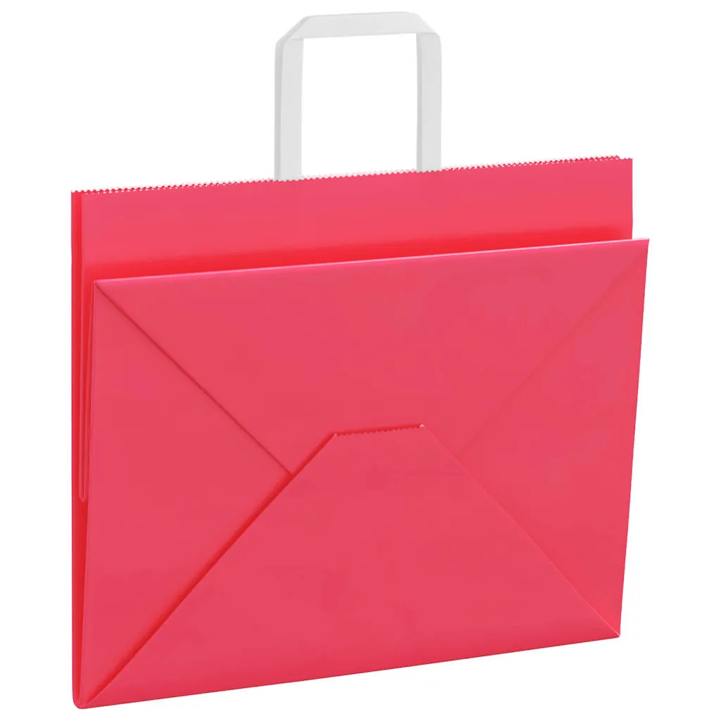 vidaXL Paper Bags 250 pcs with Handles Pink 32x22x24 cm