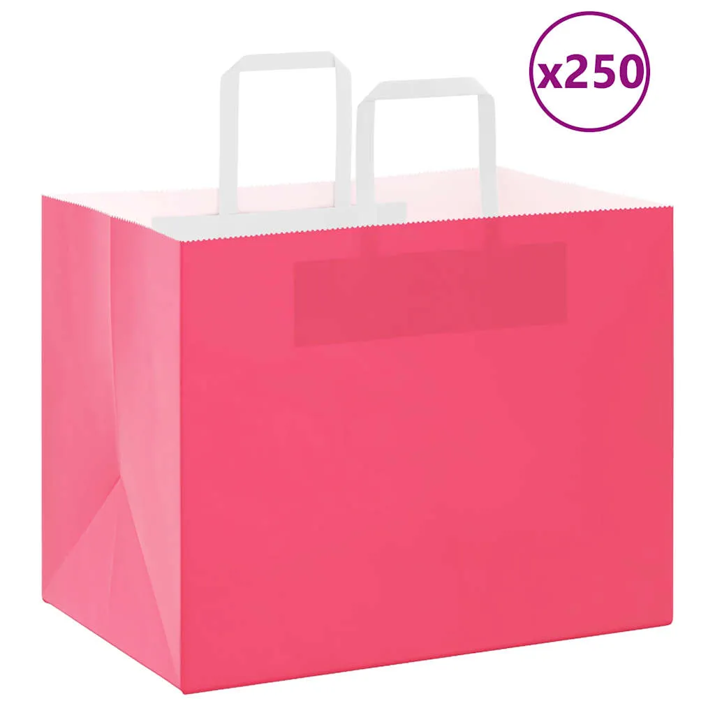 vidaXL Paper Bags 250 pcs with Handles Pink 32x22x24 cm