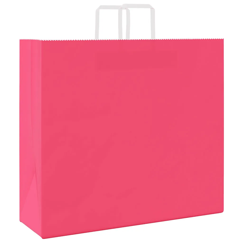 vidaXL Paper Bags 250 pcs with Handles Pink 54x15x49 cm