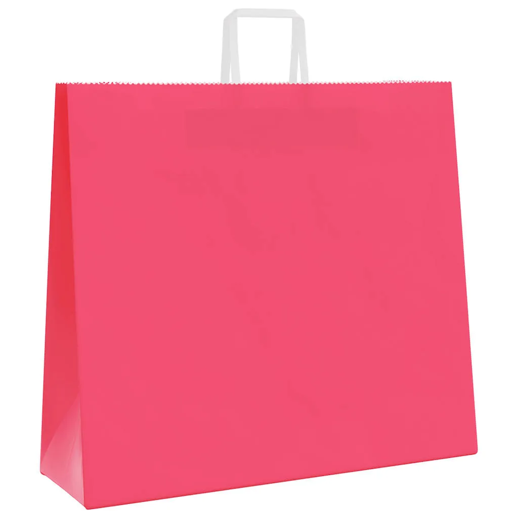 vidaXL Paper Bags 250 pcs with Handles Pink 54x15x49 cm