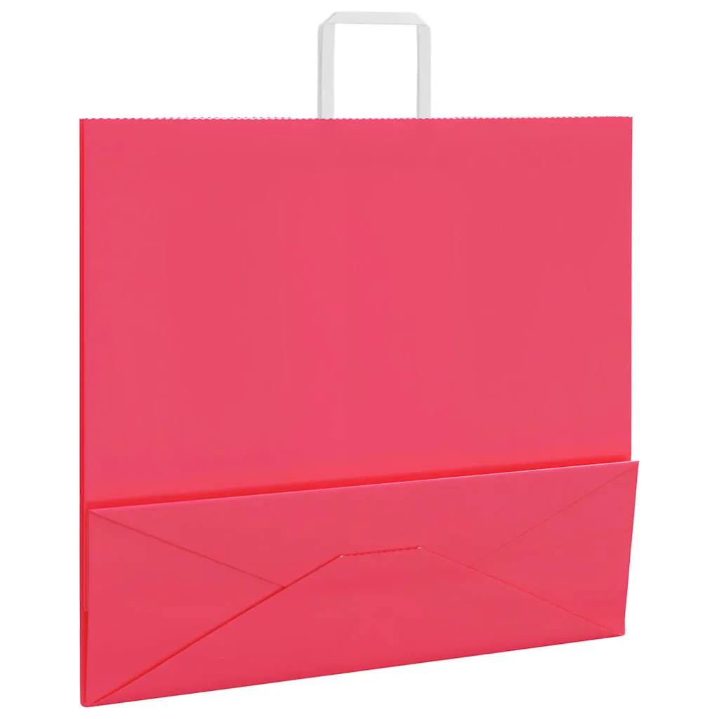 vidaXL Paper Bags 250 pcs with Handles Pink 54x15x49 cm