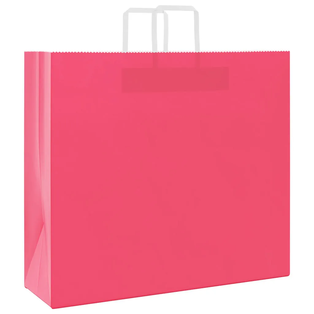 vidaXL Paper Bags 250 pcs with Handles Pink 54x15x49 cm