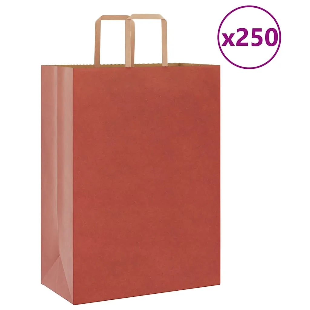 vidaXL Paper Bags 250 pcs with Handles Red 32x17x44 cm