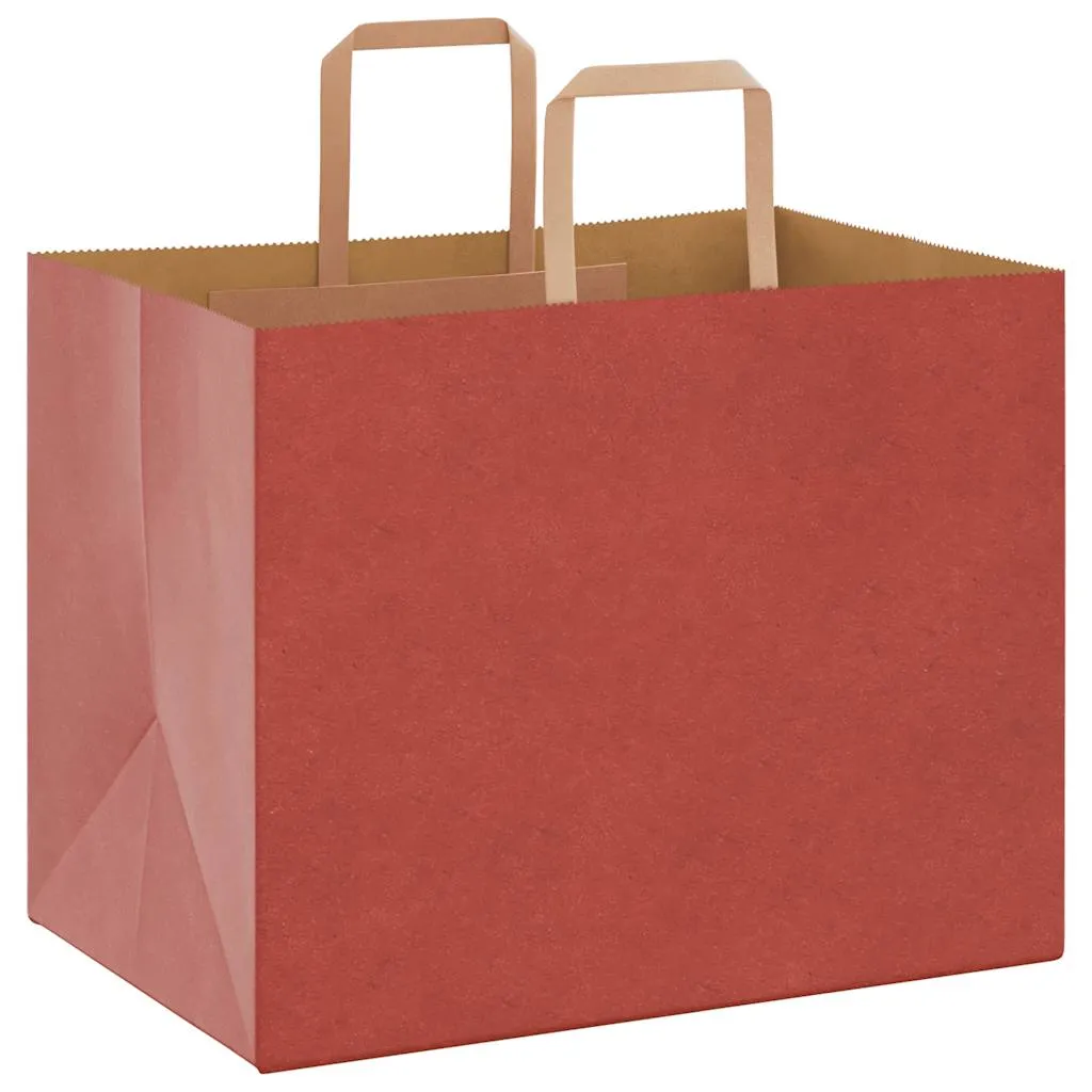 vidaXL Paper Bags 250 pcs with Handles Red 32x22x24 cm