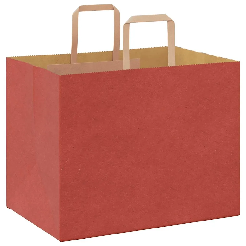 vidaXL Paper Bags 250 pcs with Handles Red 32x22x24 cm