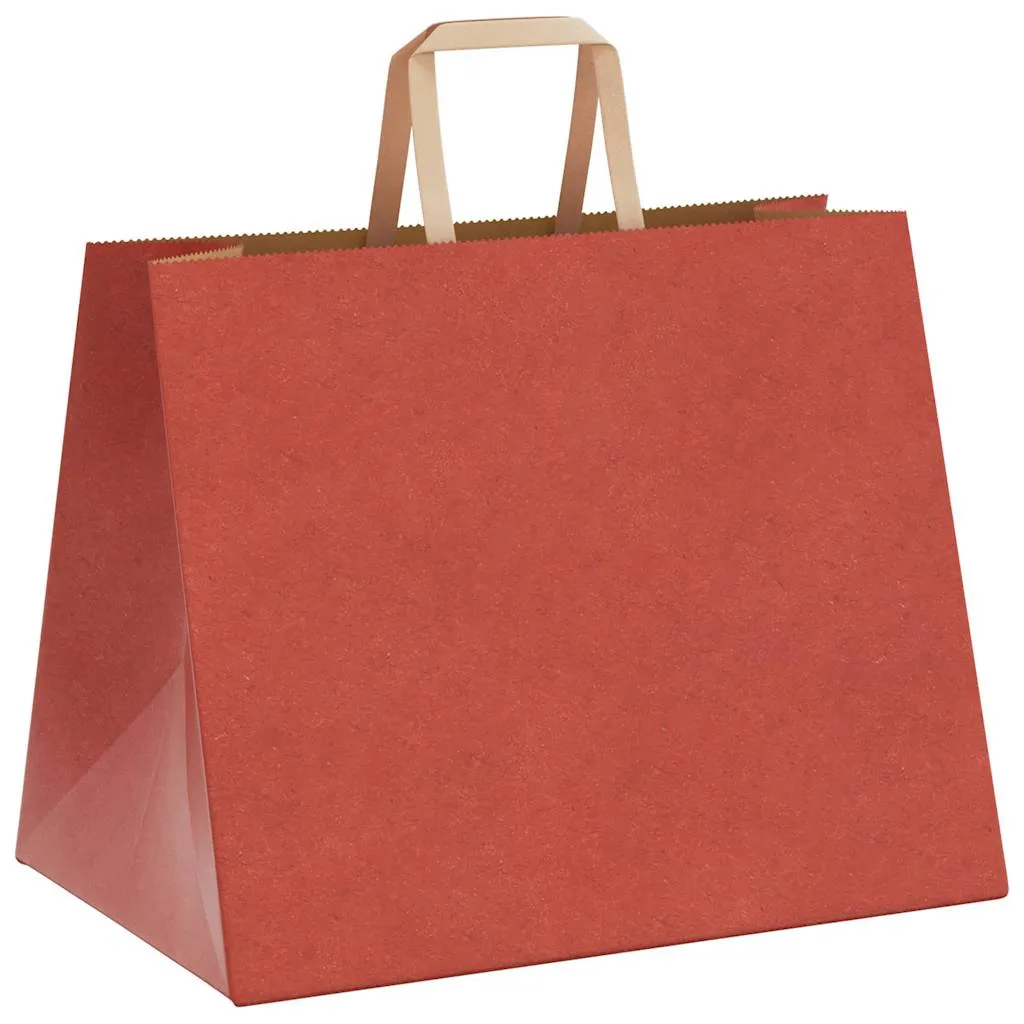 vidaXL Paper Bags 250 pcs with Handles Red 32x22x24 cm