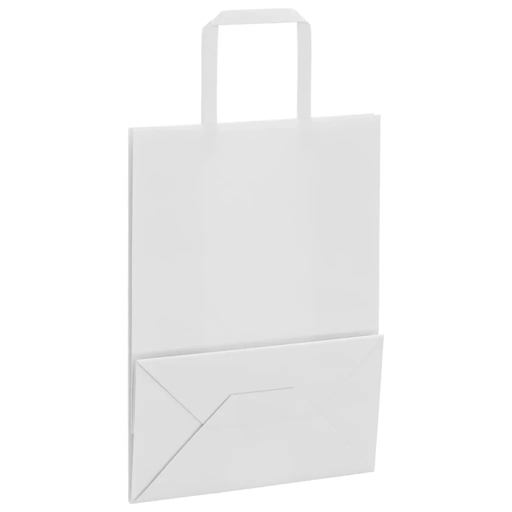 vidaXL Paper Bags 250 pcs with Handles White 21x11x28 cm