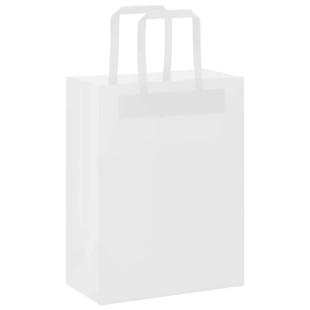 vidaXL Paper Bags 250 pcs with Handles White 21x11x28 cm