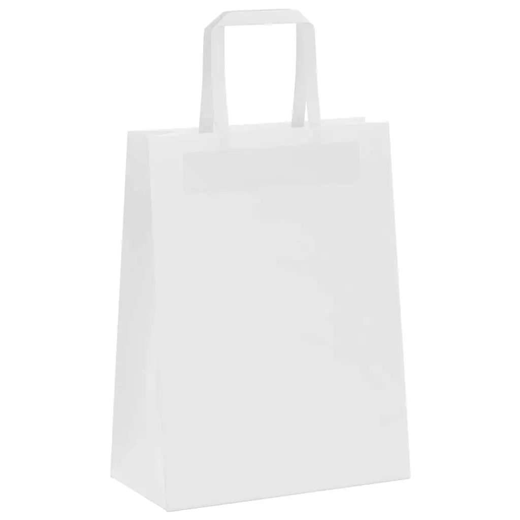 vidaXL Paper Bags 250 pcs with Handles White 21x11x28 cm