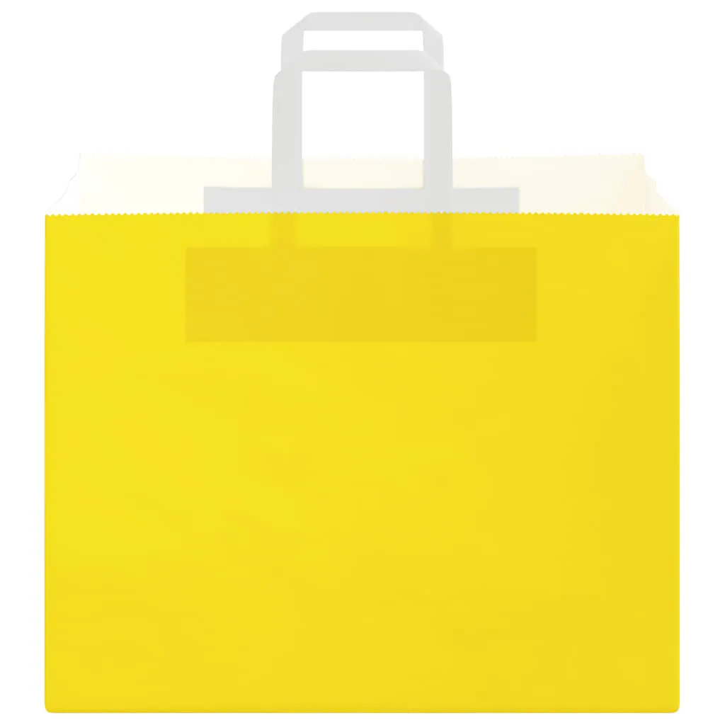 vidaXL Paper Bags 250 pcs with Handles Yellow 32x22x24 cm