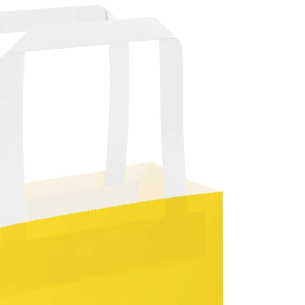 vidaXL Paper Bags 250 pcs with Handles Yellow 32x22x24 cm