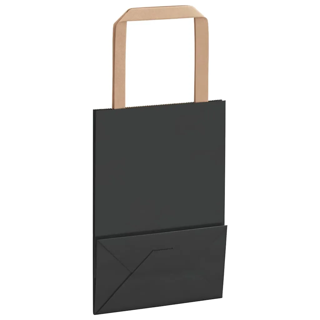 vidaXL Paper Bags 50 pcs with Handles Black 15x8x21 cm