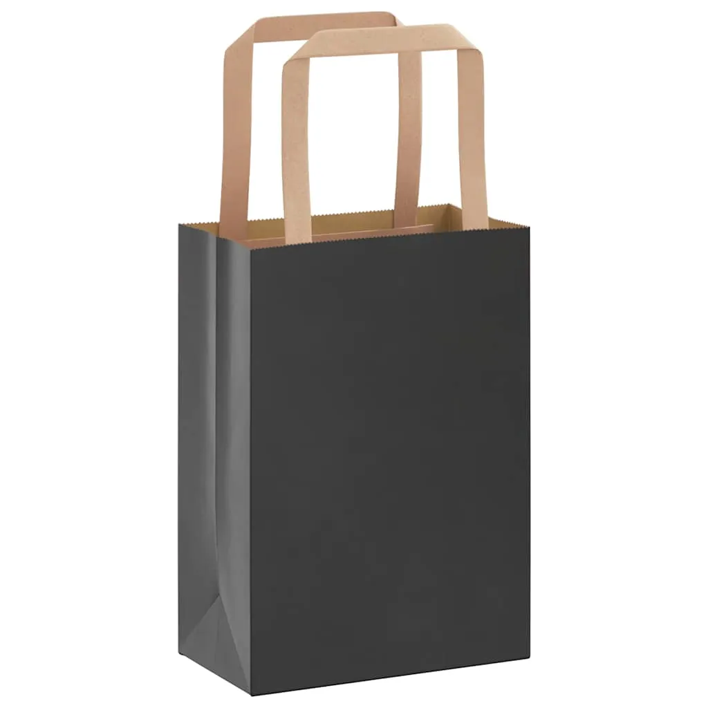 vidaXL Paper Bags 50 pcs with Handles Black 15x8x21 cm