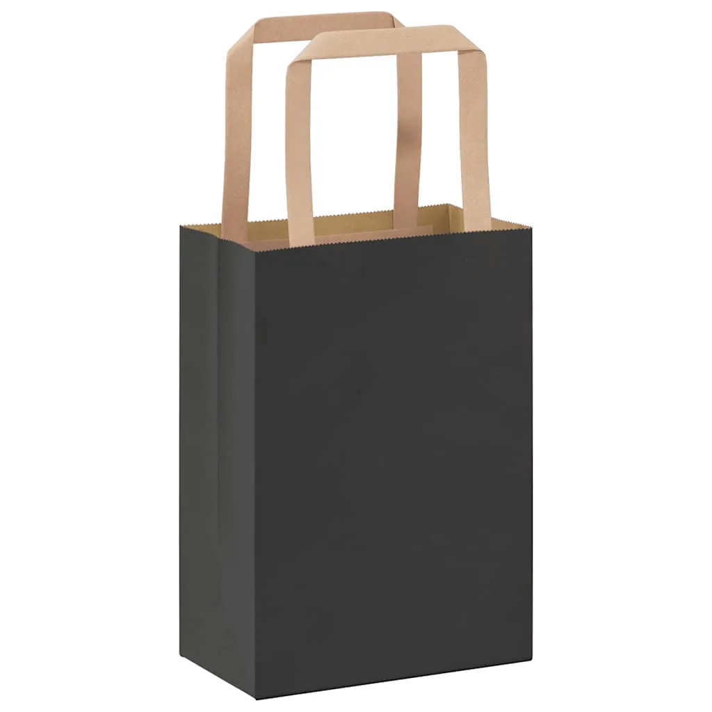 vidaXL Paper Bags 50 pcs with Handles Black 15x8x21 cm