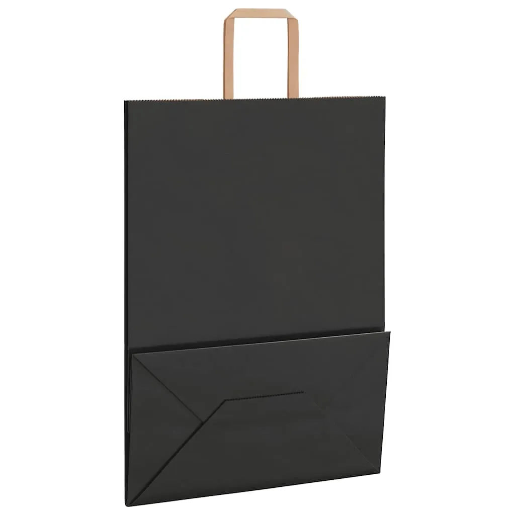 vidaXL Paper Bags 50 pcs with Handles Black 32x17x44 cm