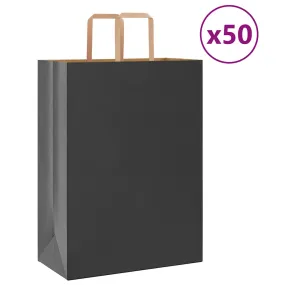 vidaXL Paper Bags 50 pcs with Handles Black 32x17x44 cm