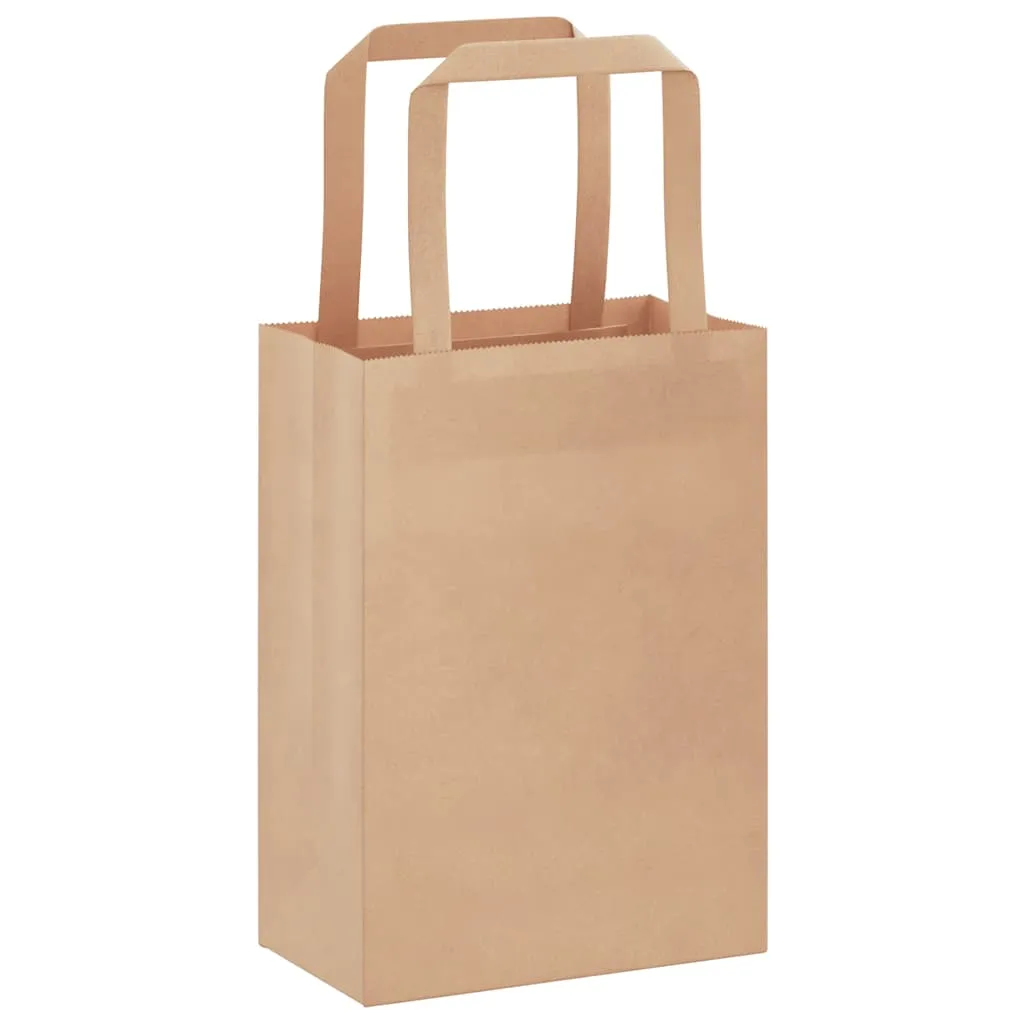 vidaXL Paper Bags 50 pcs with Handles Brown 15x8x21 cm