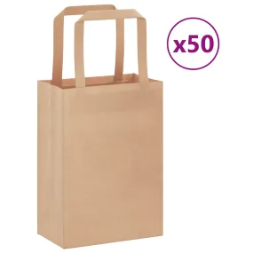 vidaXL Paper Bags 50 pcs with Handles Brown 15x8x21 cm