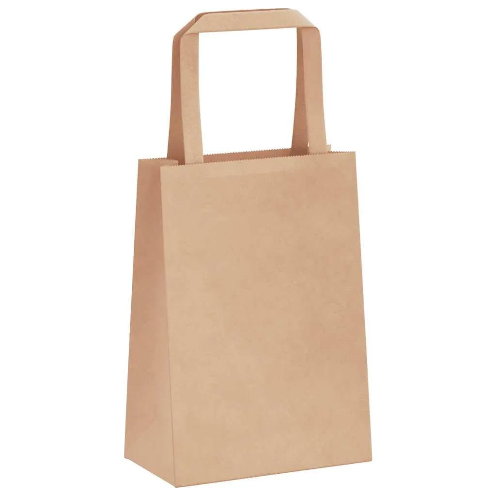 vidaXL Paper Bags 50 pcs with Handles Brown 15x8x21 cm