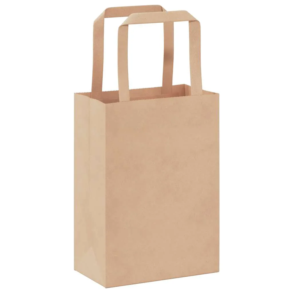 vidaXL Paper Bags 50 pcs with Handles Brown 15x8x21 cm