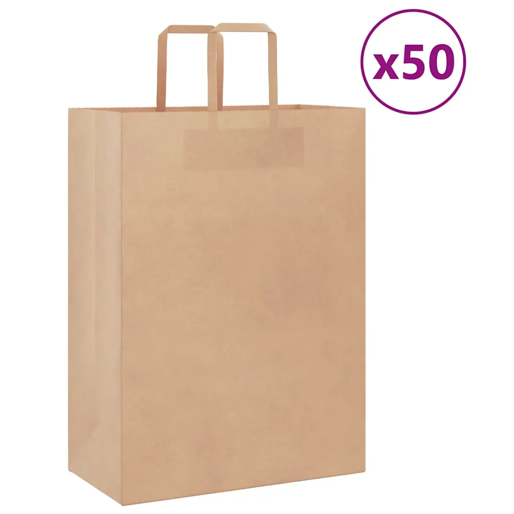 vidaXL Paper Bags 50 pcs with Handles Brown 32x17x44 cm