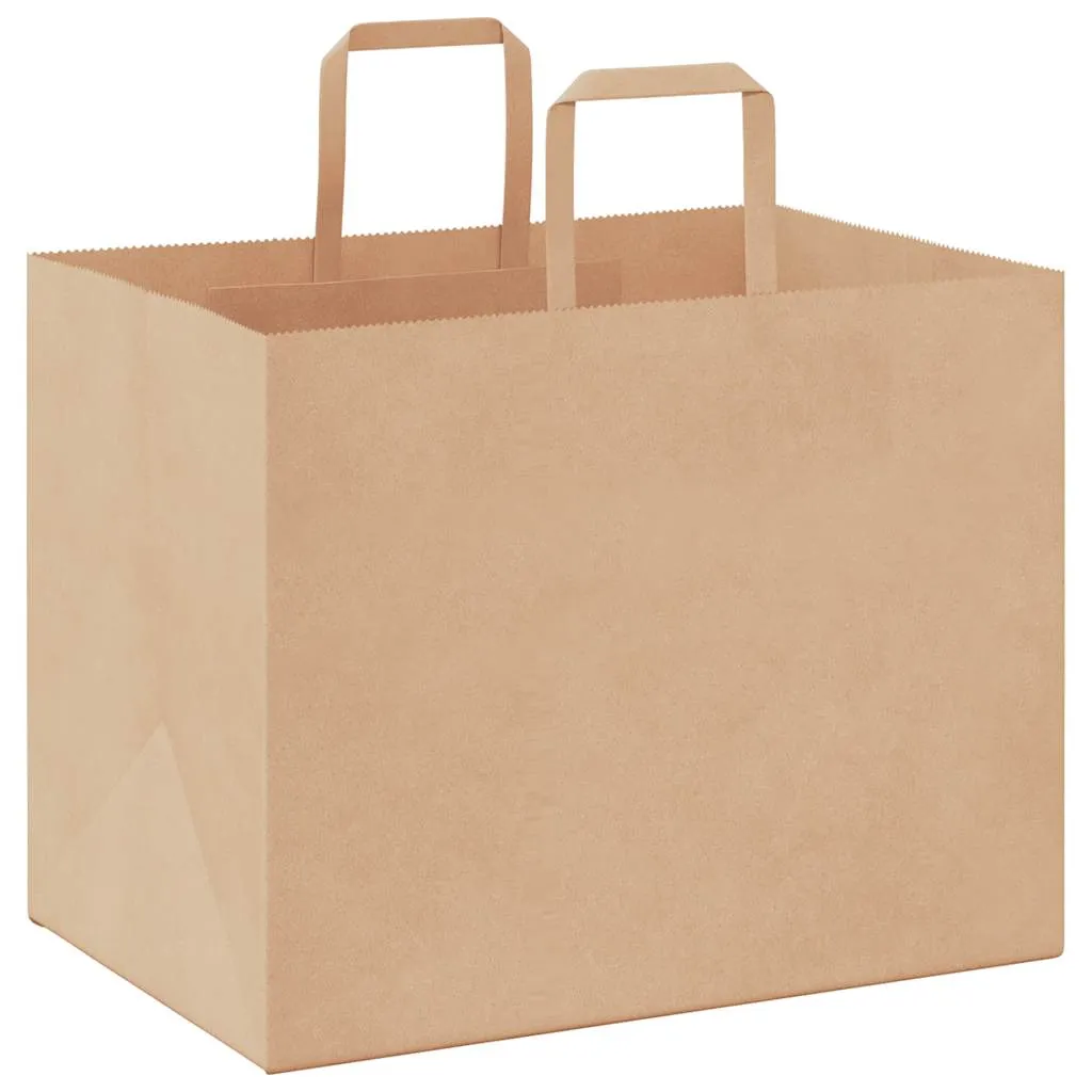 vidaXL Paper Bags 50 pcs with Handles Brown 32x22x24 cm