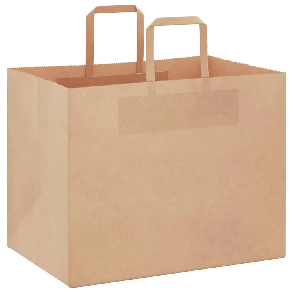 vidaXL Paper Bags 50 pcs with Handles Brown 32x22x24 cm