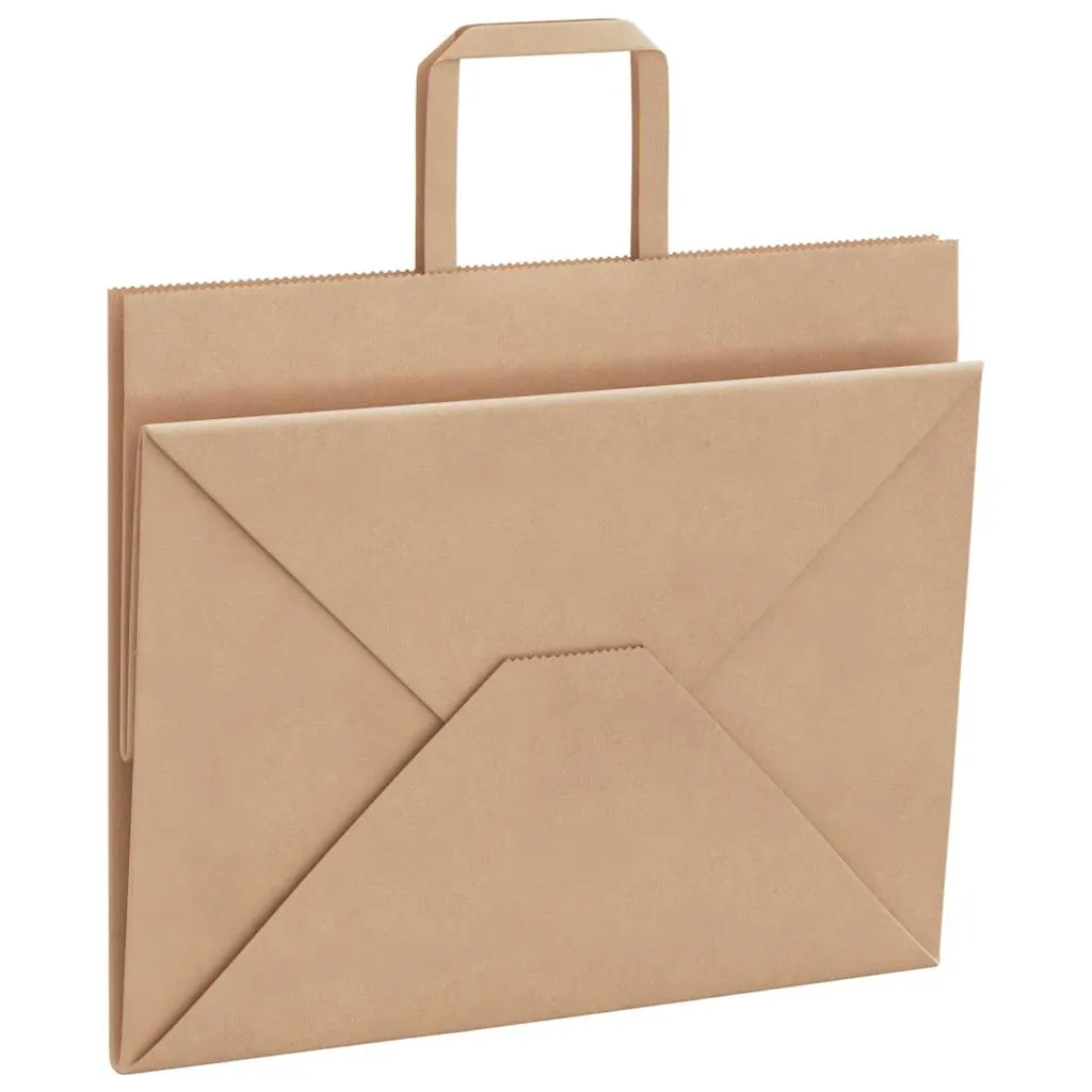 vidaXL Paper Bags 50 pcs with Handles Brown 32x22x24 cm