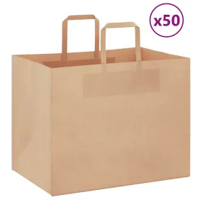 vidaXL Paper Bags 50 pcs with Handles Brown 32x22x24 cm