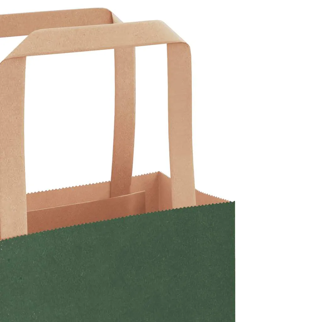 vidaXL Paper Bags 50 pcs with Handles Green 26x12x35 cm