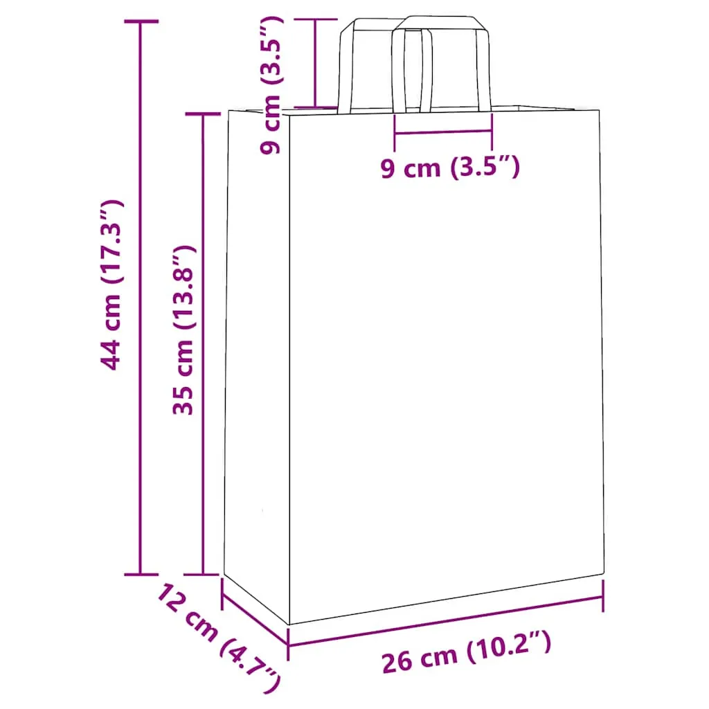 vidaXL Paper Bags 50 pcs with Handles Green 26x12x35 cm