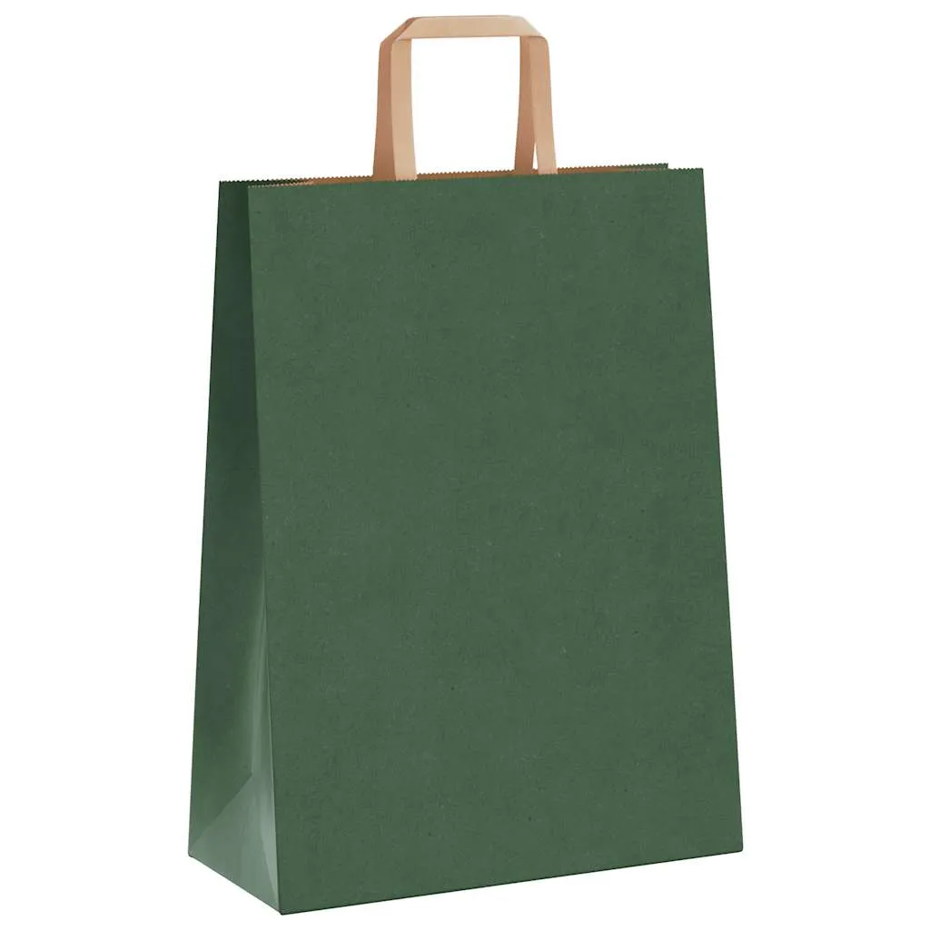 vidaXL Paper Bags 50 pcs with Handles Green 26x12x35 cm