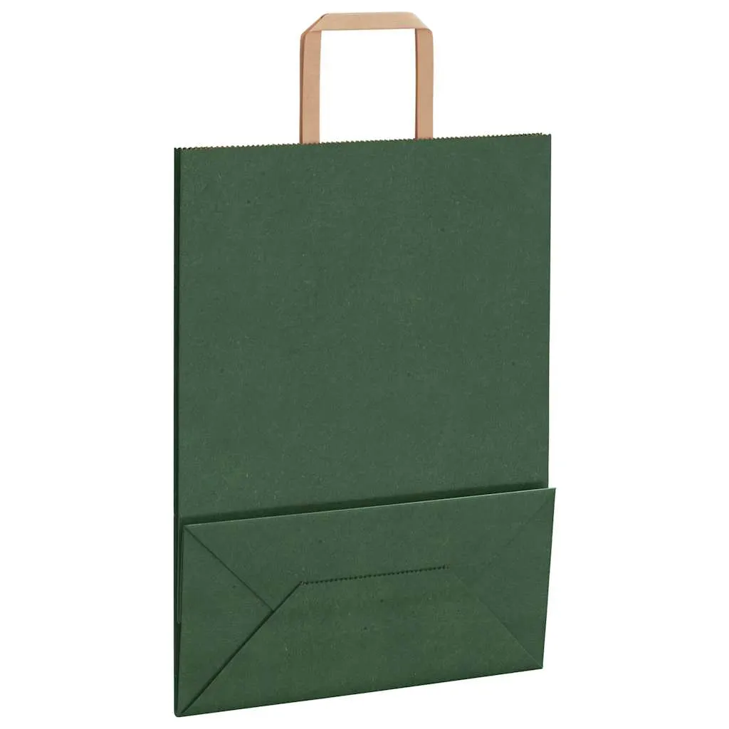 vidaXL Paper Bags 50 pcs with Handles Green 26x12x35 cm