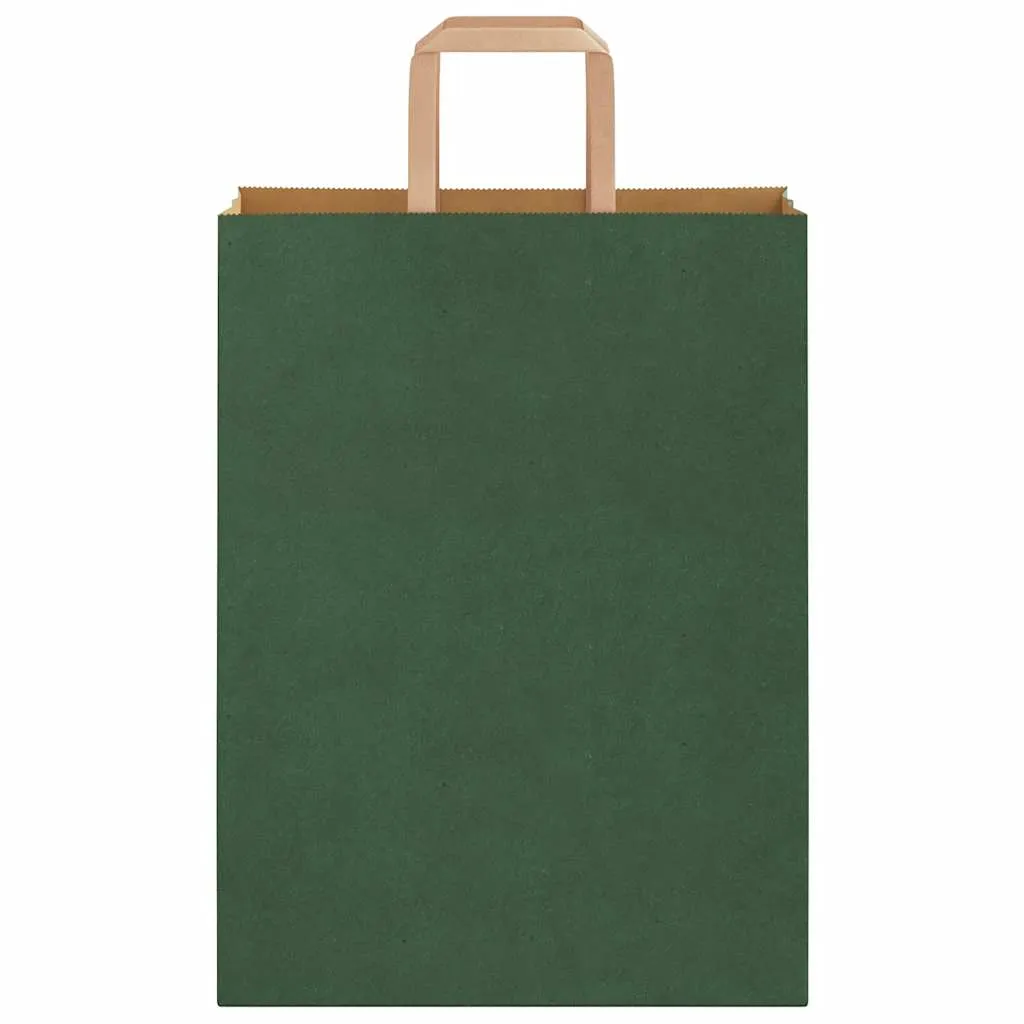 vidaXL Paper Bags 50 pcs with Handles Green 26x12x35 cm