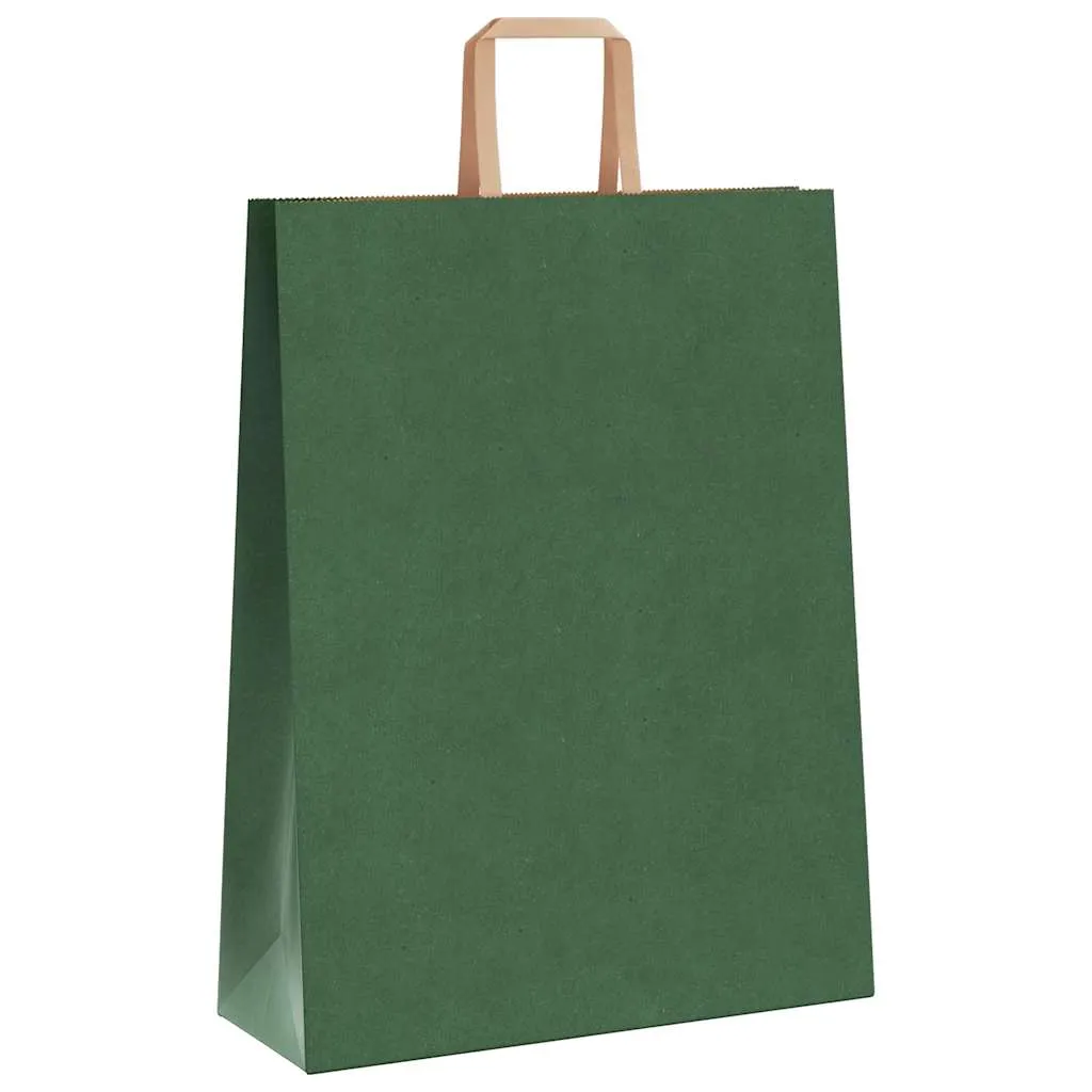 vidaXL Paper Bags 50 pcs with Handles Green 32x12x42 cm