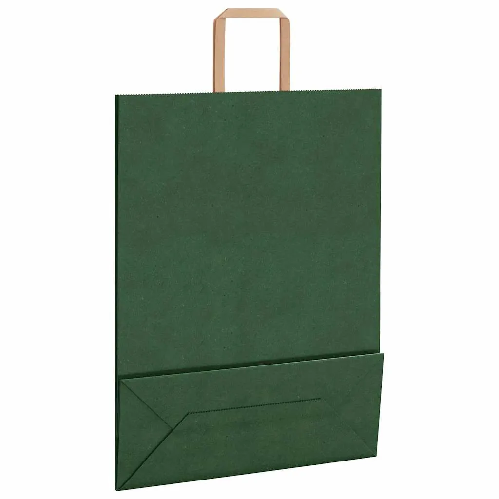 vidaXL Paper Bags 50 pcs with Handles Green 32x12x42 cm