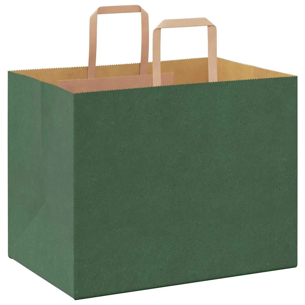 vidaXL Paper Bags 50 pcs with Handles Green 32x22x24 cm