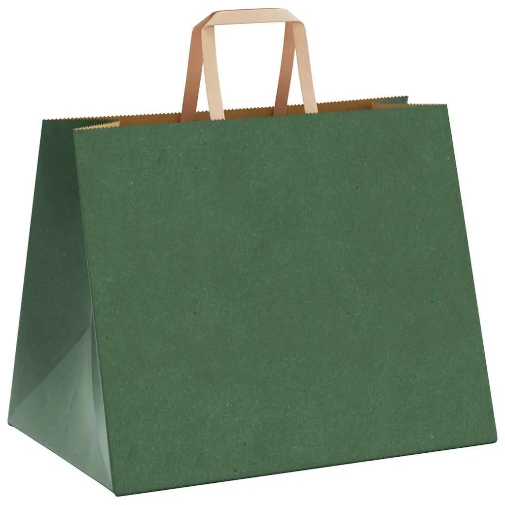 vidaXL Paper Bags 50 pcs with Handles Green 32x22x24 cm