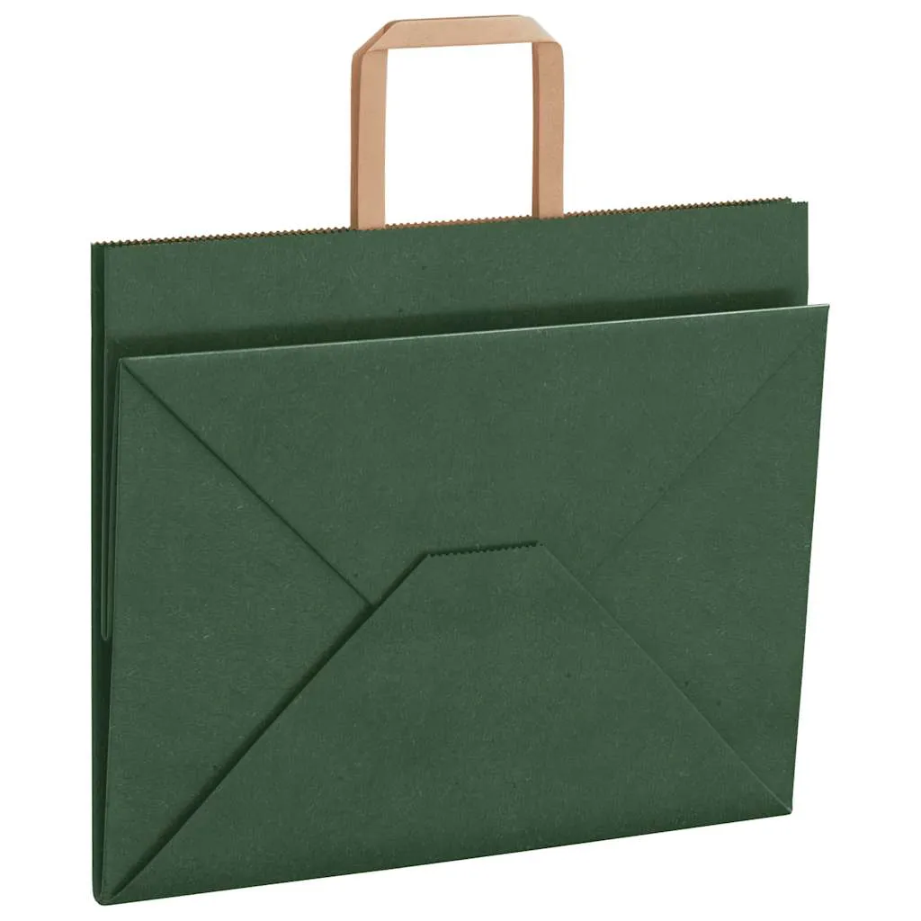 vidaXL Paper Bags 50 pcs with Handles Green 32x22x24 cm