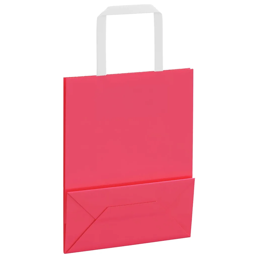 vidaXL Paper Bags 50 pcs with Handles Pink 18x8x22 cm