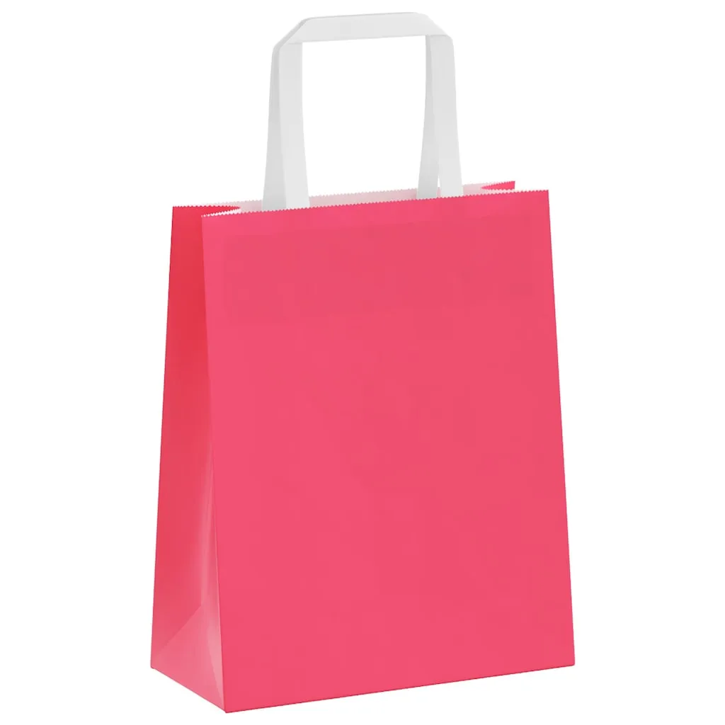 vidaXL Paper Bags 50 pcs with Handles Pink 18x8x22 cm