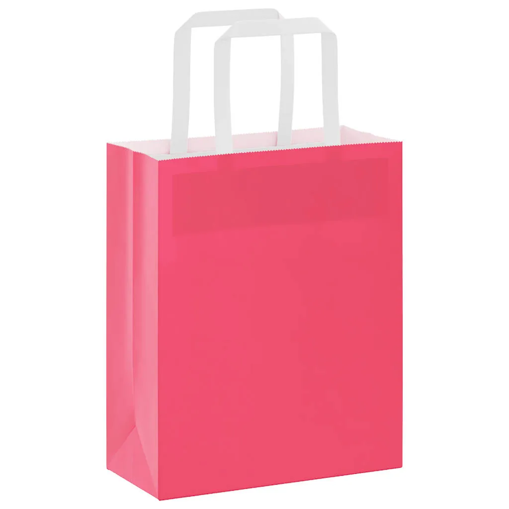 vidaXL Paper Bags 50 pcs with Handles Pink 18x8x22 cm