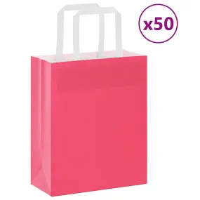 vidaXL Paper Bags 50 pcs with Handles Pink 18x8x22 cm