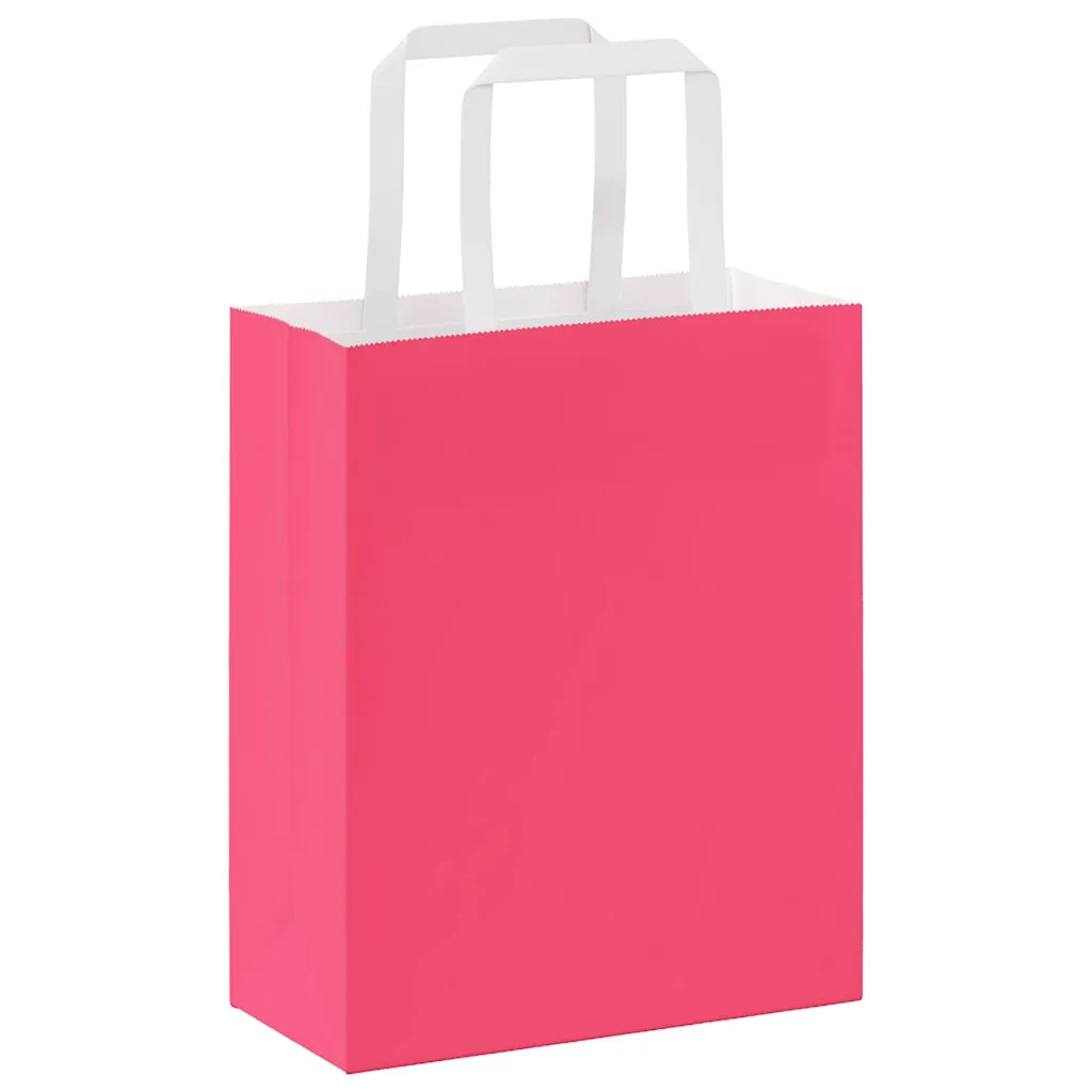 vidaXL Paper Bags 50 pcs with Handles Pink 18x8x22 cm